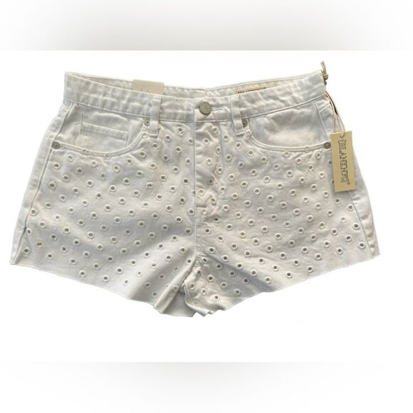 BlankNYC White Eyelet Embroidery Barrow Short SZ 27 Vintage High Rise Raw Hem - Picture 1 of 6